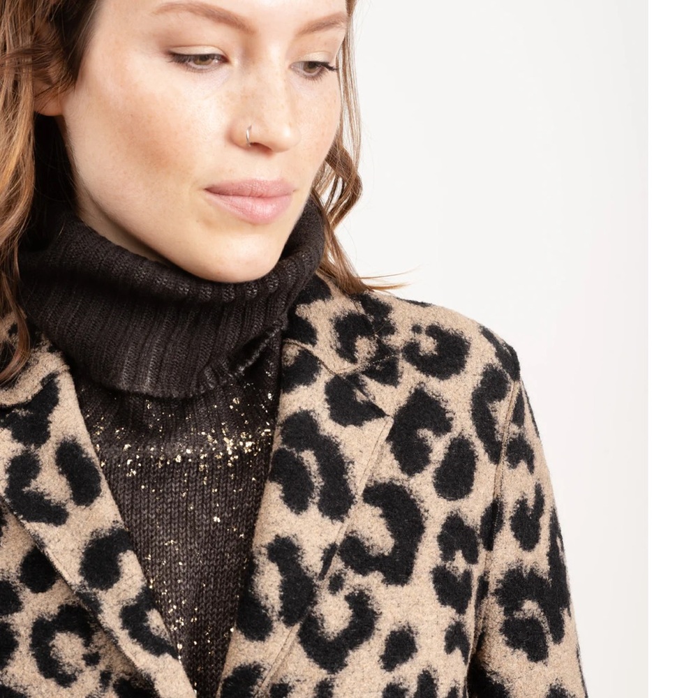 HARRIS WHARF LONDON Leopard Print Jacket Designer Fall Wool Coat NEW IT 38 - Picture 7 of 16